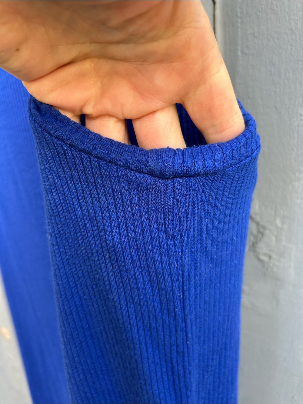 Hoi bo Blue ribbed tank, Small - Picture 5 of 9